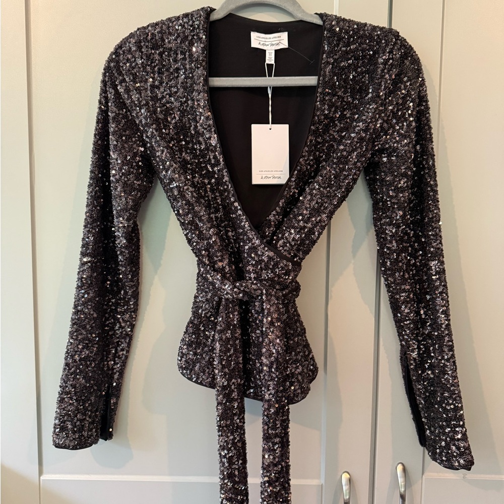 & Other Stories Black wrap longsleeve Top
